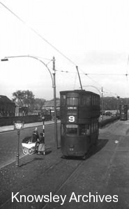 Tram on Liverpool Road, Huyton