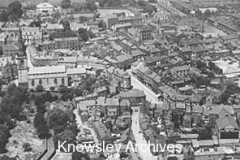 Aerial view of Prescot town centre