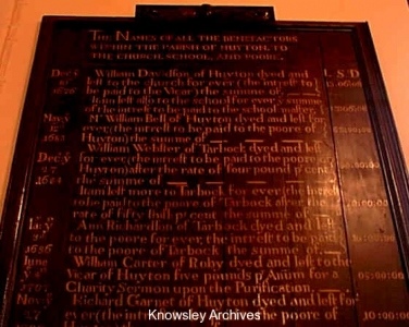 Charities Board containing Tarbock entries