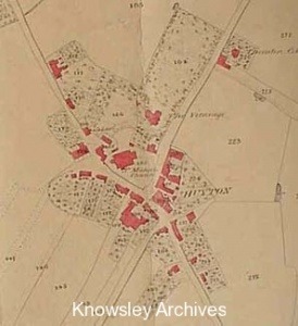 Huyton Tithe Map segment: Huyton Village