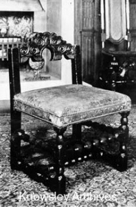 Chair on which James, 7th Earl of Derby knelt