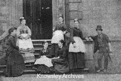 Servants and gamekeeper, Halsnead Hall, Whiston